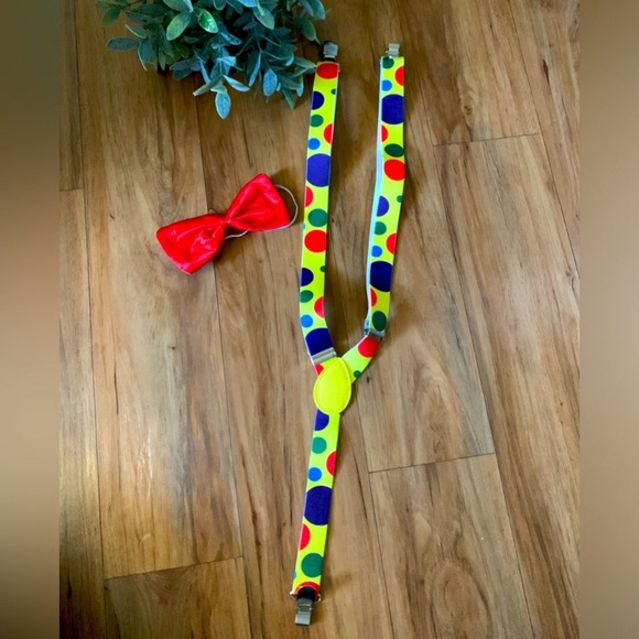 ~Kid’s Clown Accessories Red Bow Tie & Suspenders~ - Picture 2 of 3
